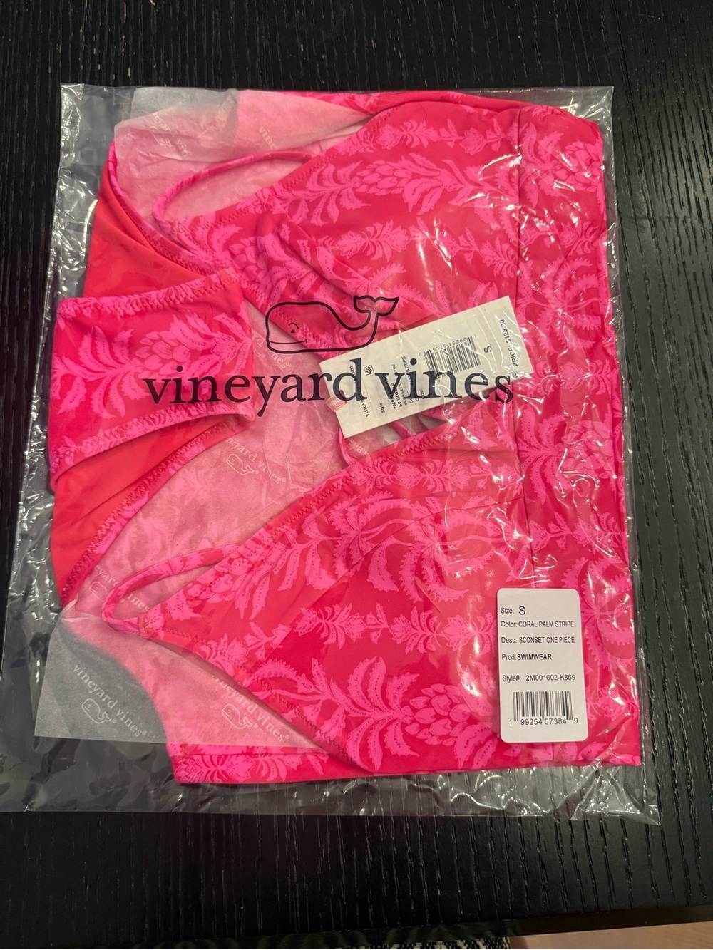 Vineyard Vines Coral Palm Stripe One-Piece Swimsuit - Women's S